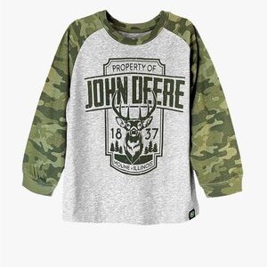 John Deere Green Camo and Gray Long Sleeve Tee